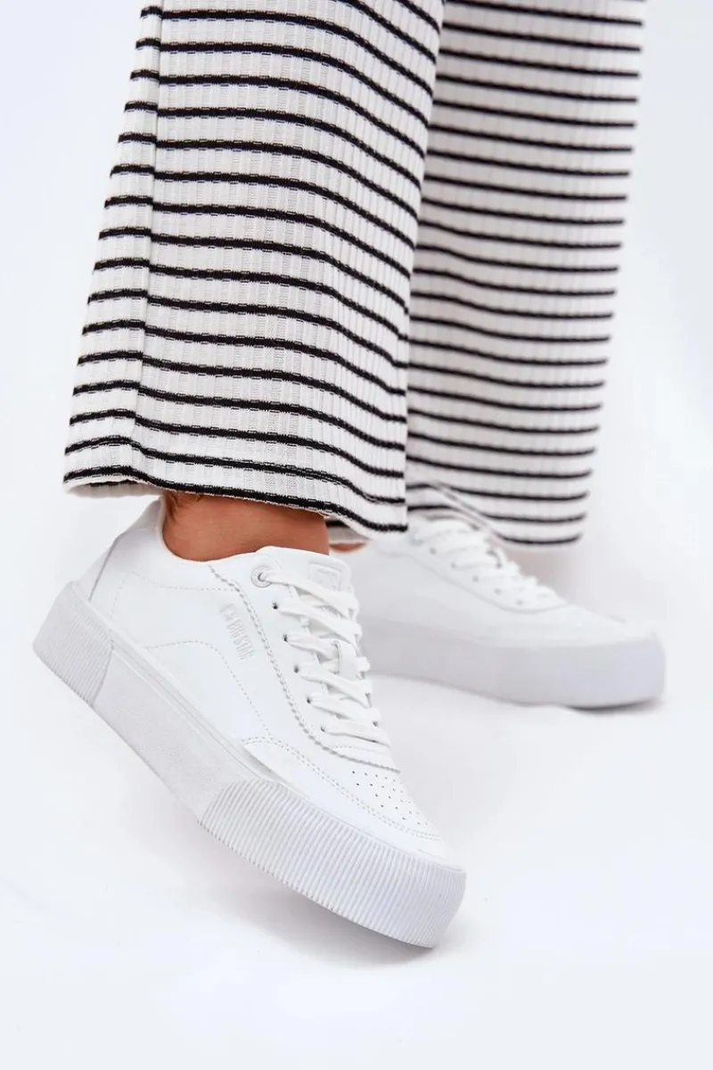 New Niskie Sneakersy Z Eko Skóry Big Star RR274303 Białe Damskie Buty Sportowe Big Star|Sneakersy Damskie