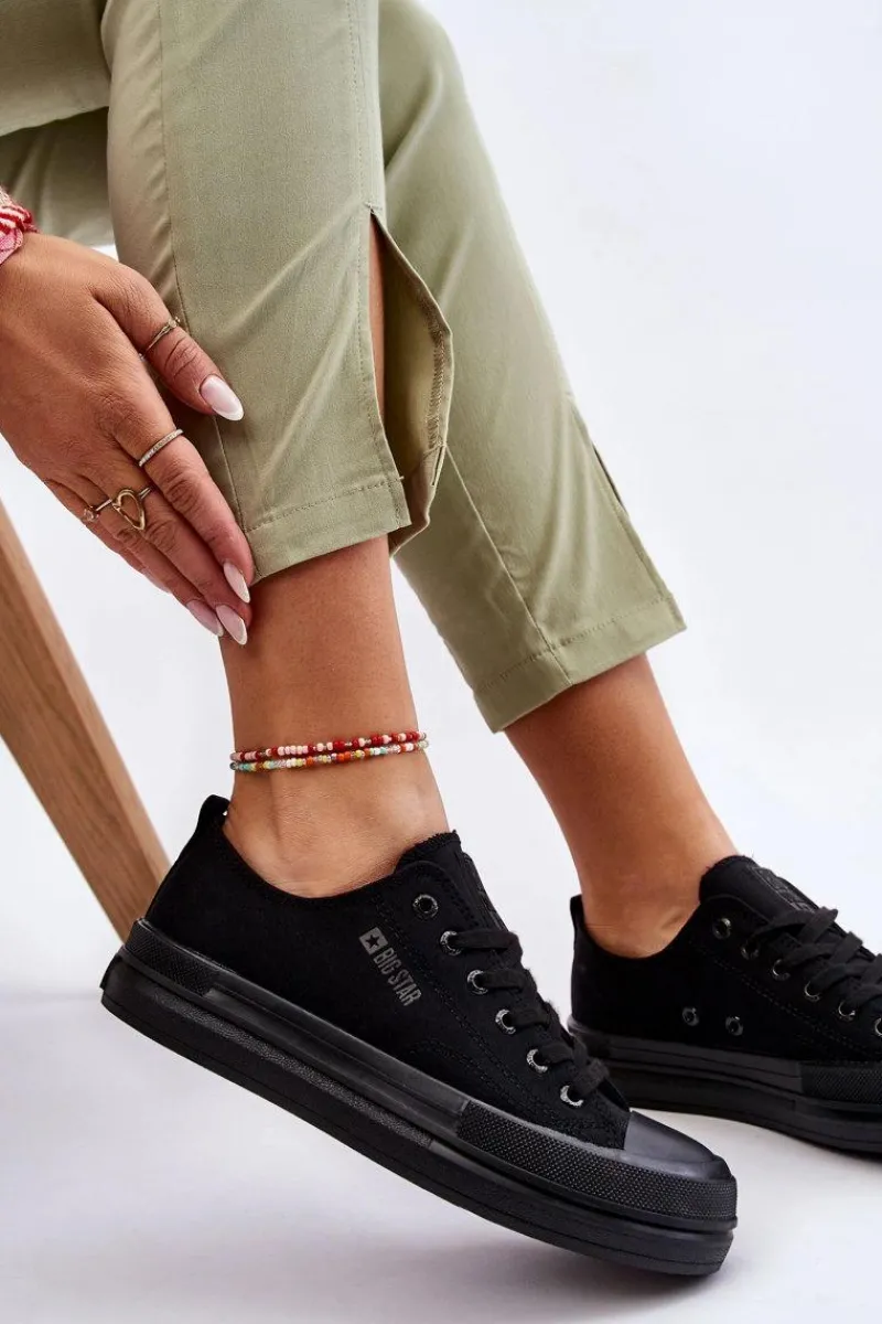 Trampki Damskie Big Star|Trampki Damskie Niskie>Big Star Shoes Niskie Sznurowane Tenisówki Big Star LL274967 Czarne Czarny