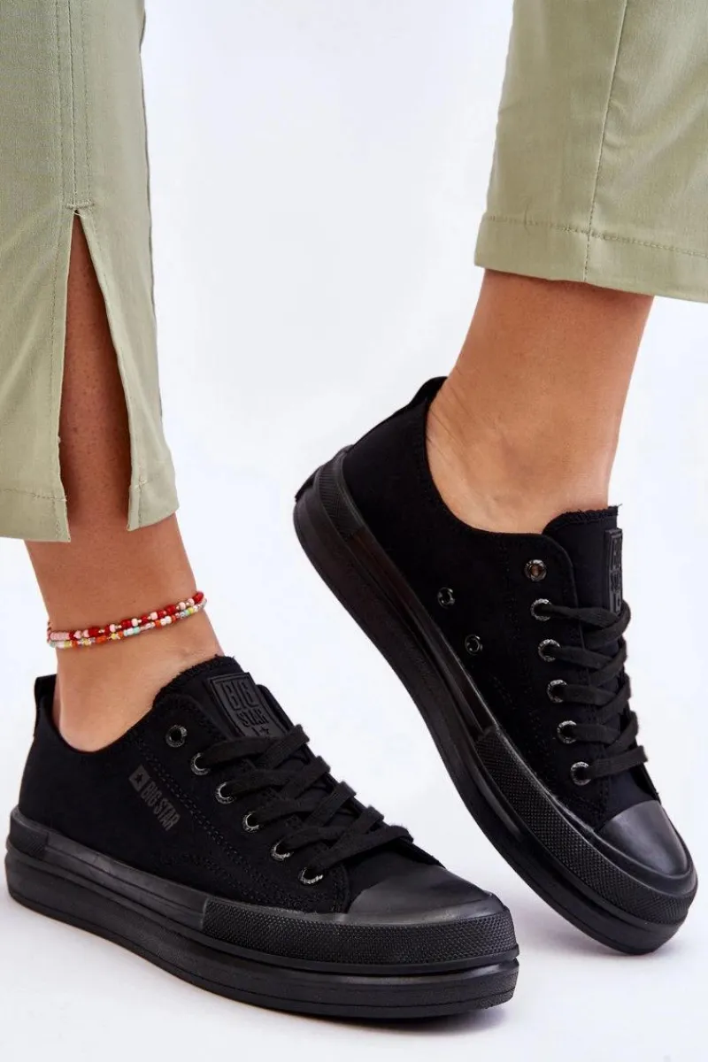 Trampki Damskie Big Star|Trampki Damskie Niskie>Big Star Shoes Niskie Sznurowane Tenisówki Big Star LL274967 Czarne Czarny