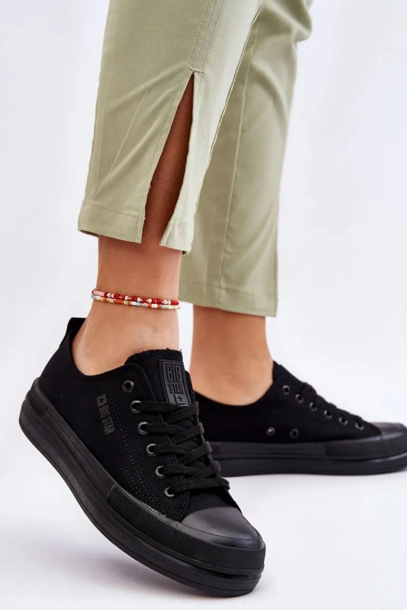 Trampki Damskie Big Star|Trampki Damskie Niskie>Big Star Shoes Niskie Sznurowane Tenisówki Big Star LL274967 Czarne Czarny