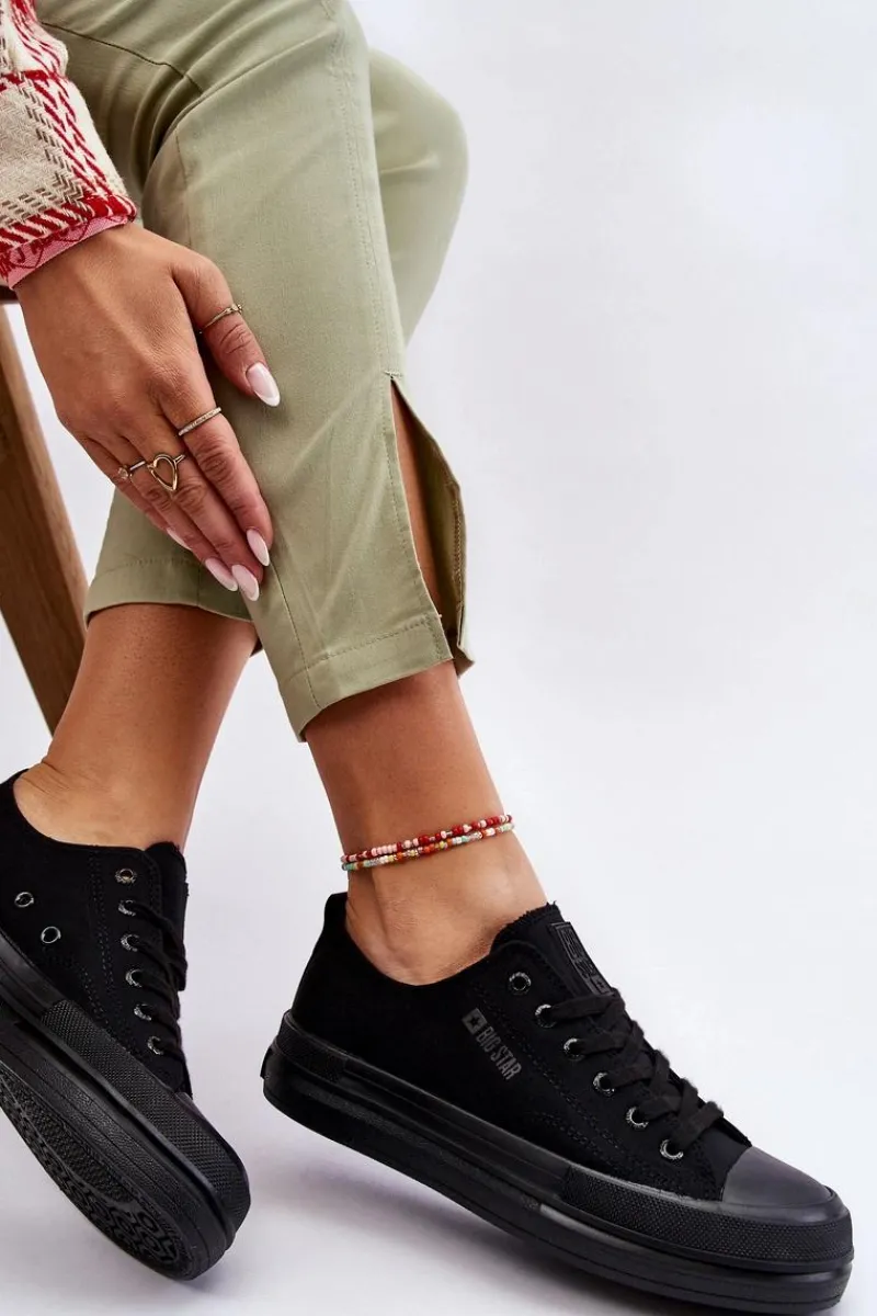 Trampki Damskie Big Star|Trampki Damskie Niskie>Big Star Shoes Niskie Sznurowane Tenisówki Big Star LL274967 Czarne Czarny