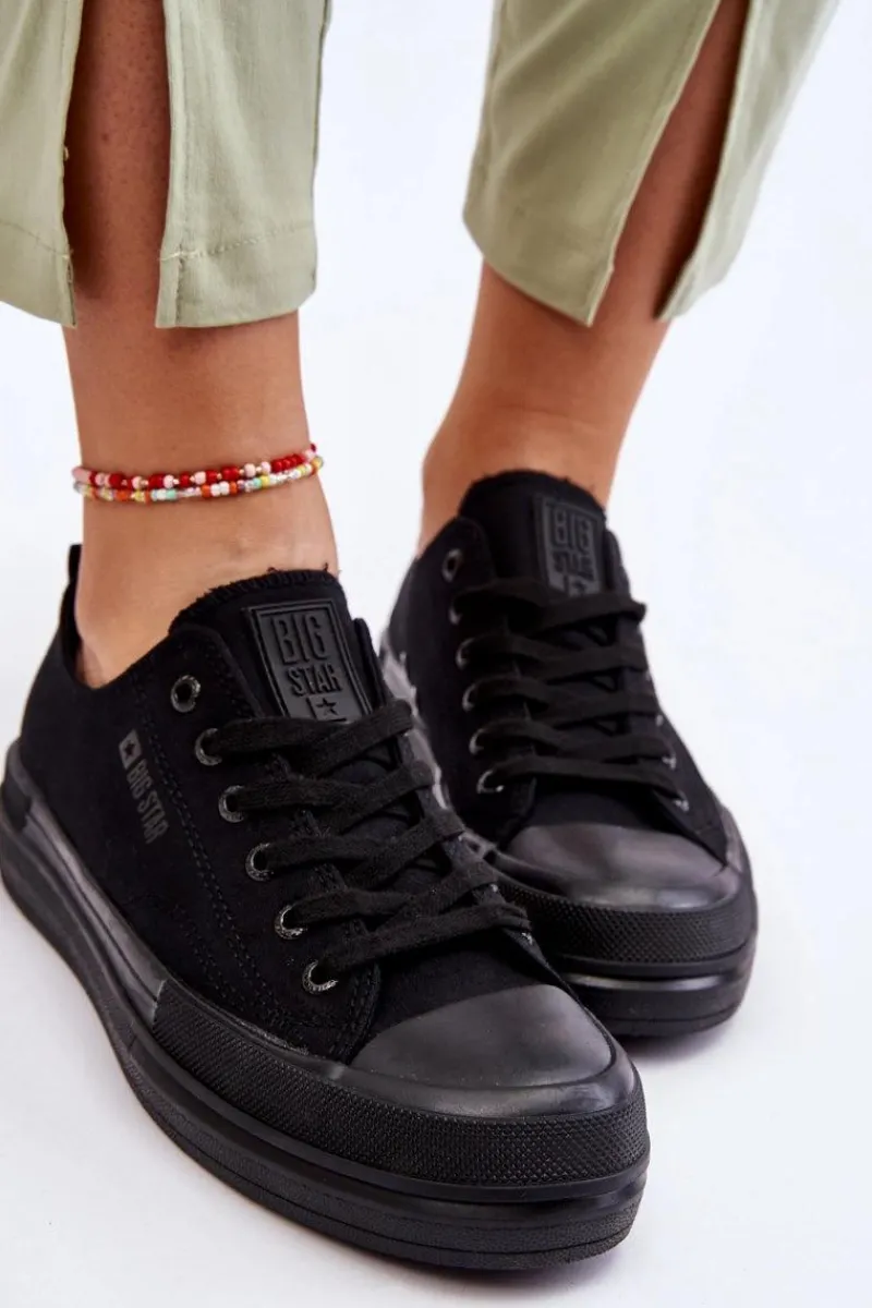 Trampki Damskie Big Star|Trampki Damskie Niskie>Big Star Shoes Niskie Sznurowane Tenisówki Big Star LL274967 Czarne Czarny