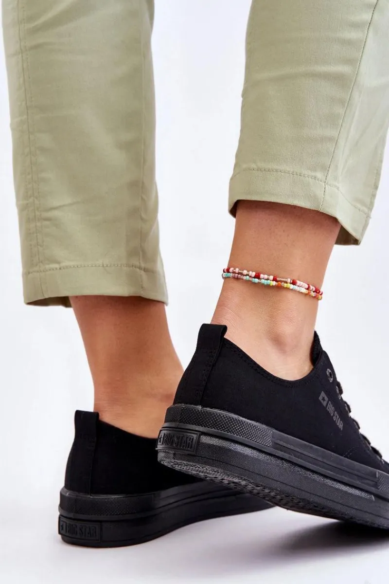 Trampki Damskie Big Star|Trampki Damskie Niskie>Big Star Shoes Niskie Sznurowane Tenisówki Big Star LL274967 Czarne Czarny