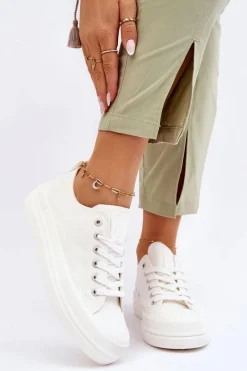 Clearance Big Star Shoes Niskie Sznurowane Tenisówki Big Star LL274968 Białe Biały