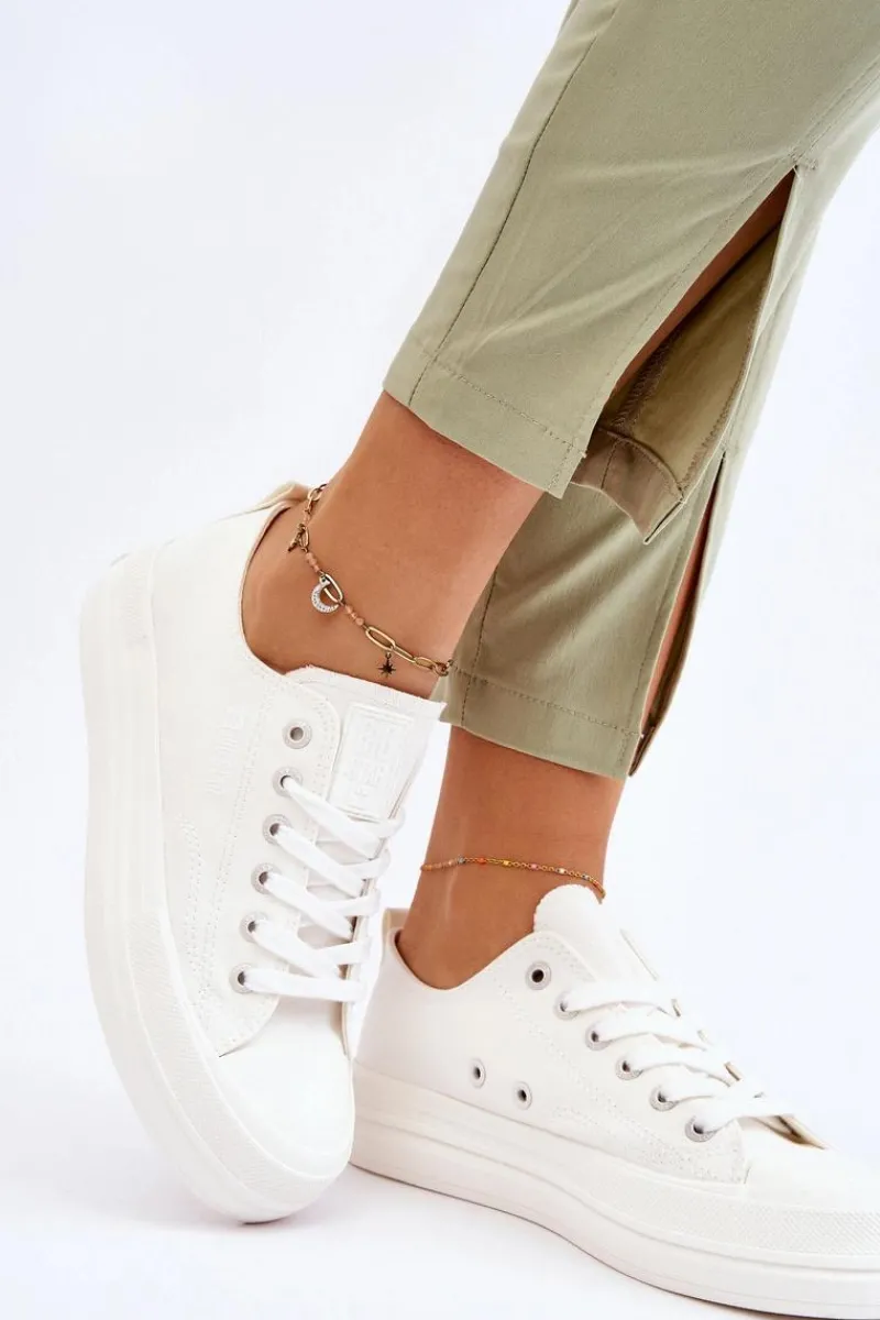 Clearance Big Star Shoes Niskie Sznurowane Tenisówki Big Star LL274968 Białe Biały