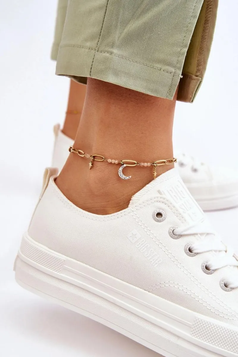 Clearance Big Star Shoes Niskie Sznurowane Tenisówki Big Star LL274968 Białe Biały