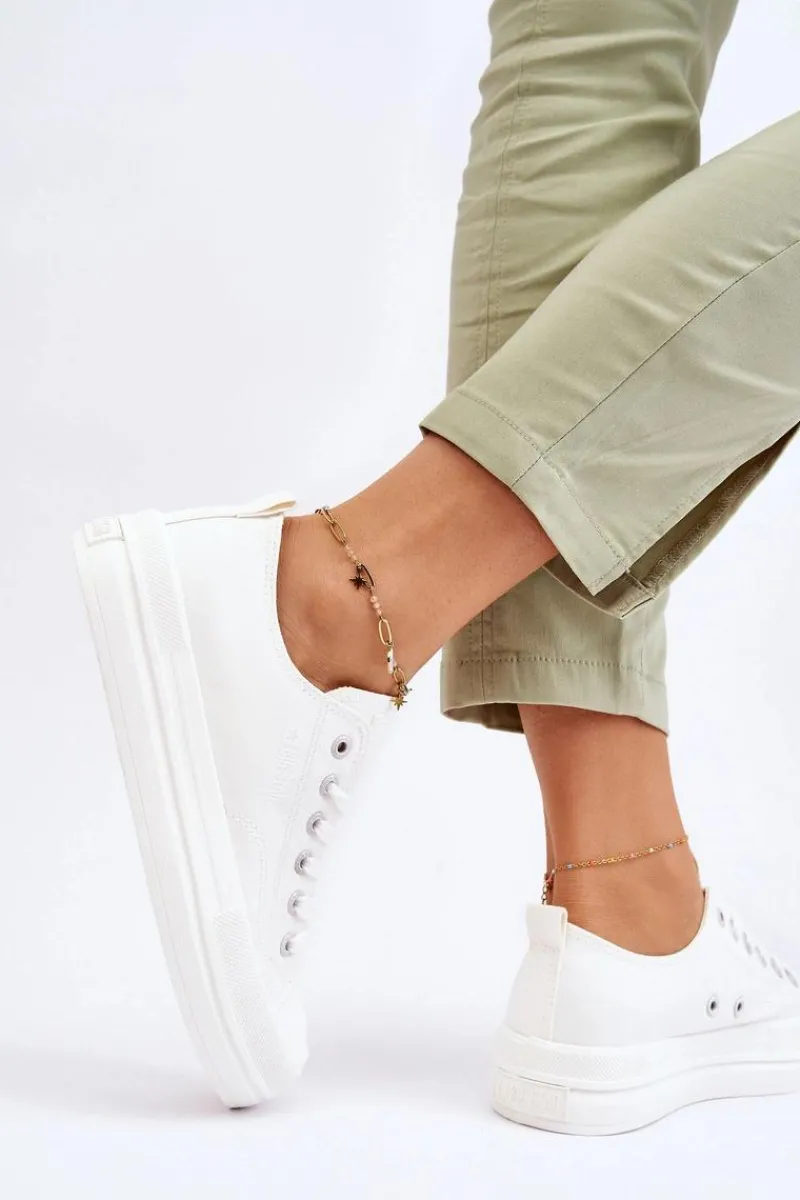 Clearance Big Star Shoes Niskie Sznurowane Tenisówki Big Star LL274968 Białe Biały