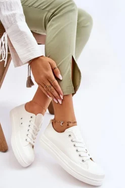 Clearance Big Star Shoes Niskie Sznurowane Tenisówki Big Star LL274968 Białe Biały