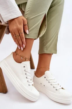 Clearance Big Star Shoes Niskie Sznurowane Tenisówki Big Star LL274968 Białe Biały