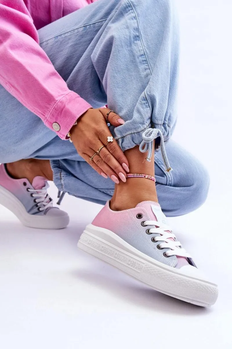 Clearance Niskie Tenisówki Na Platformie Big Star LL274A187 Różowo-Niebieskie Damskie Trampki Damskie Big Star|Trampki Damskie Niskie