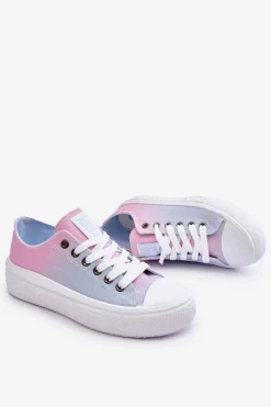 Clearance Niskie Tenisówki Na Platformie Big Star LL274A187 Różowo-Niebieskie Damskie Trampki Damskie Big Star|Trampki Damskie Niskie