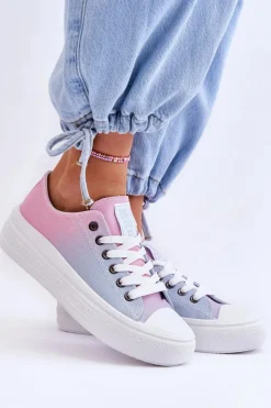 Clearance Niskie Tenisówki Na Platformie Big Star LL274A187 Różowo-Niebieskie Damskie Trampki Damskie Big Star|Trampki Damskie Niskie