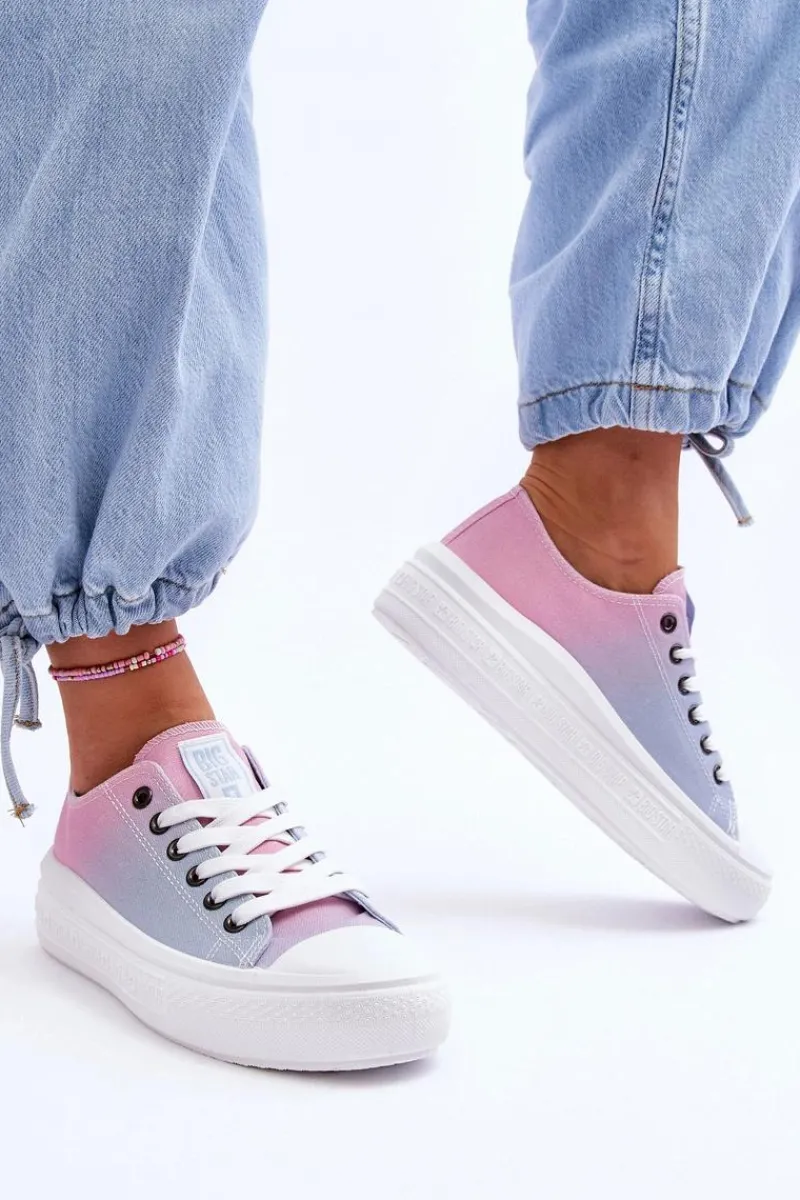Clearance Niskie Tenisówki Na Platformie Big Star LL274A187 Różowo-Niebieskie Damskie Trampki Damskie Big Star|Trampki Damskie Niskie