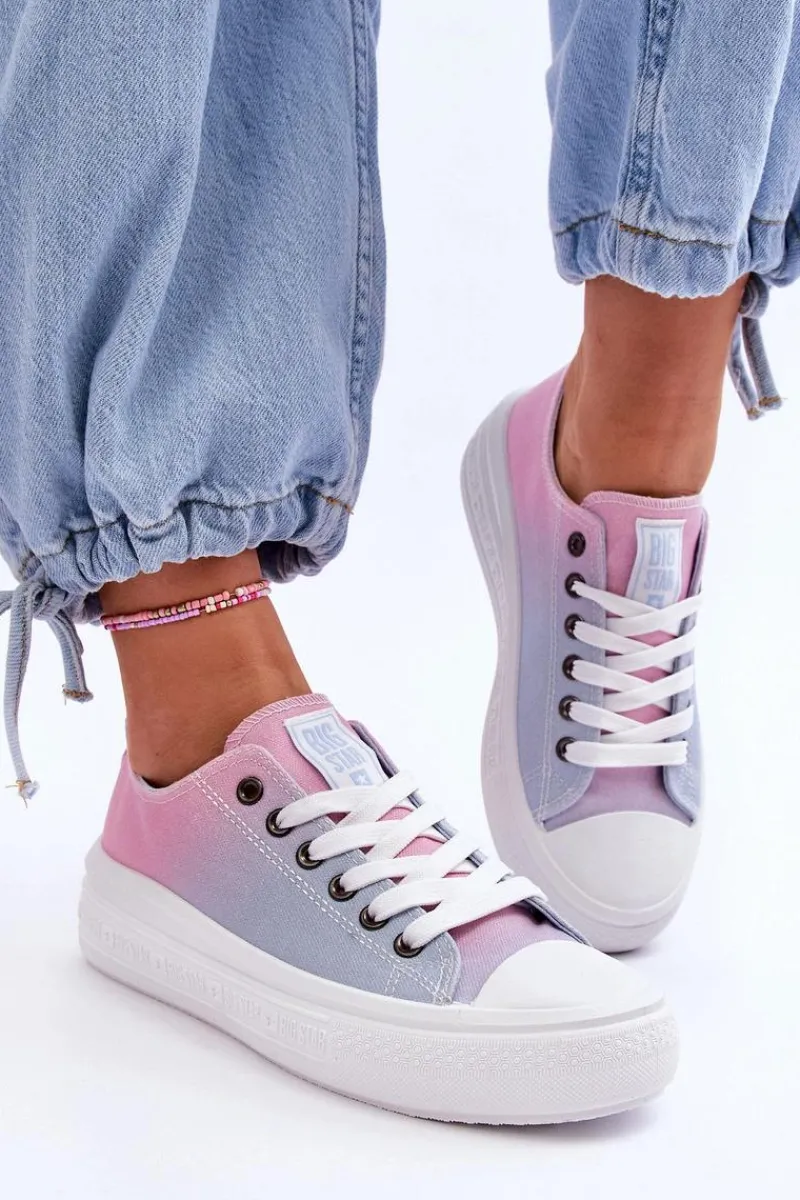 Clearance Niskie Tenisówki Na Platformie Big Star LL274A187 Różowo-Niebieskie Damskie Trampki Damskie Big Star|Trampki Damskie Niskie