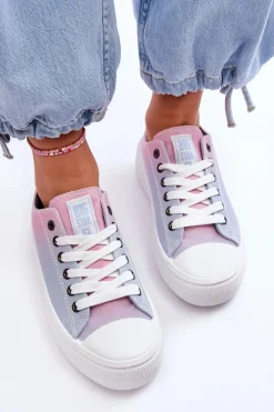 Clearance Niskie Tenisówki Na Platformie Big Star LL274A187 Różowo-Niebieskie Damskie Trampki Damskie Big Star|Trampki Damskie Niskie