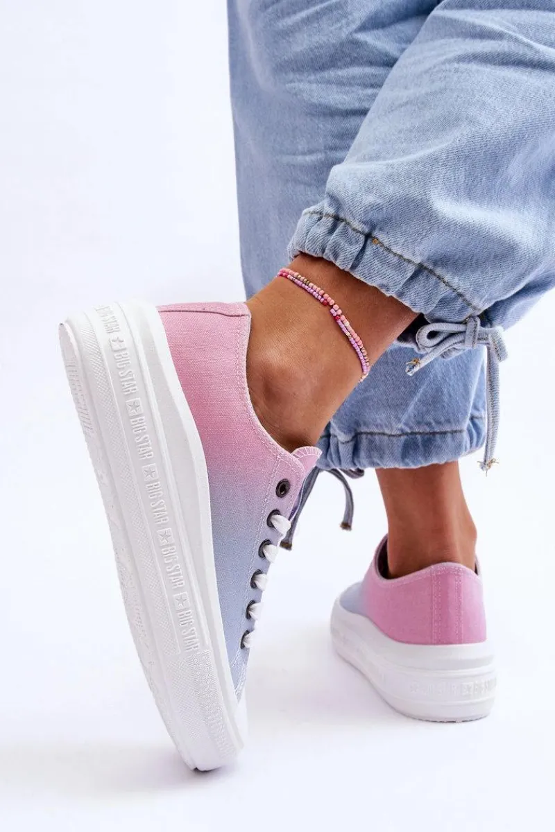 Clearance Niskie Tenisówki Na Platformie Big Star LL274A187 Różowo-Niebieskie Damskie Trampki Damskie Big Star|Trampki Damskie Niskie