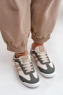 New Niskie Tenisówki Trampki Damskie Beżowo-Zielone Eezore Damskie Trampki Damskie Niskie|Sneakersy Damskie