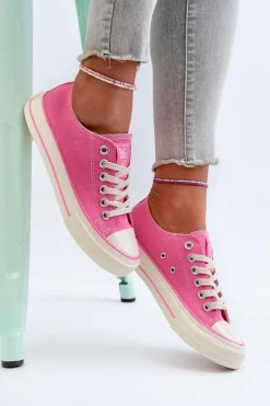 Outlet Big Star Shoes Niskie Trampki Damskie Big Star NN274271 Różowe Różowy