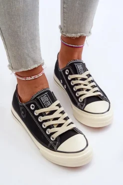 Outlet Big Star Shoes Niskie Trampki Damskie Big Star NN274269 Czarne Czarny