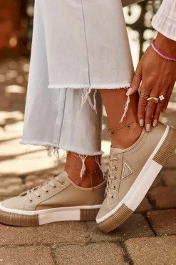 Clearance Niskie Trampki Damskie Brązowe Enalae Damskie Trampki Damskie Niskie