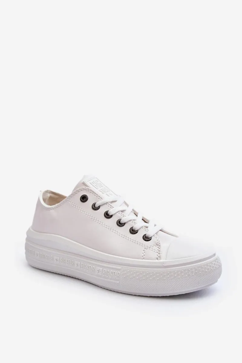 Best Niskie Trampki Damskie Ocieplane Białe Big Star MM274029 Damskie Trampki Damskie Big Star|Trampki Damskie Wysokie