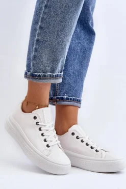 Best Niskie Trampki Damskie Ocieplane Białe Big Star MM274029 Damskie Trampki Damskie Big Star|Trampki Damskie Wysokie