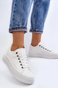 Best Niskie Trampki Damskie Ocieplane Białe Big Star MM274029 Damskie Trampki Damskie Big Star|Trampki Damskie Wysokie