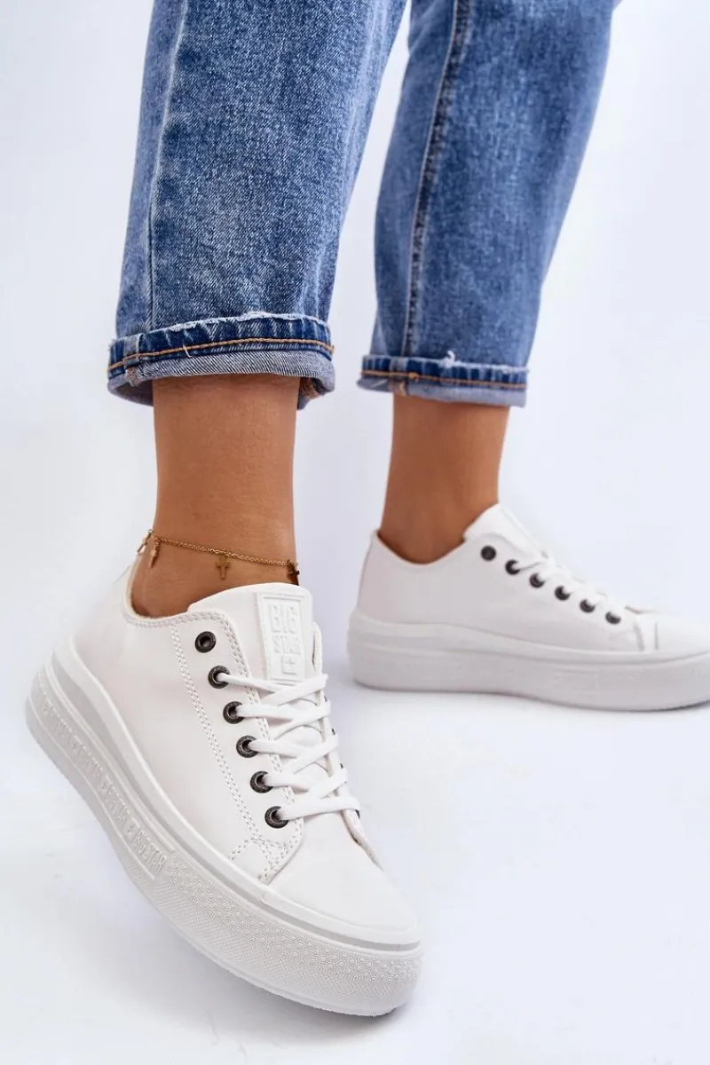 Best Niskie Trampki Damskie Ocieplane Białe Big Star MM274029 Damskie Trampki Damskie Big Star|Trampki Damskie Wysokie