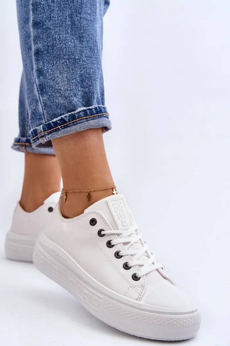 Best Niskie Trampki Damskie Ocieplane Białe Big Star MM274029 Damskie Trampki Damskie Big Star|Trampki Damskie Wysokie