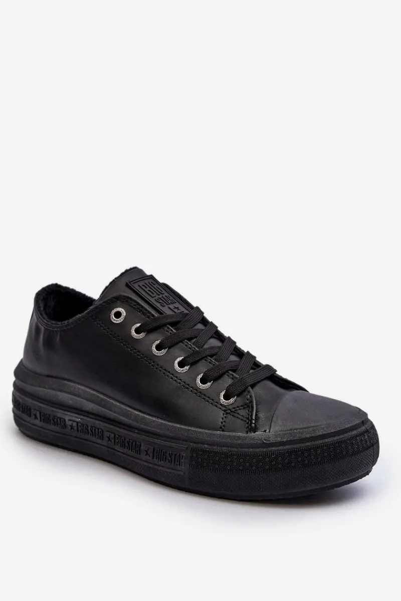 Clearance Big Star Shoes Niskie Trampki Damskie Ocieplane Czarne Big Star MM274031