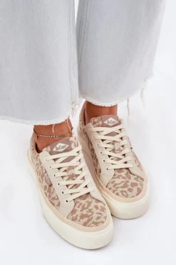 Trampki Damskie Niskie></noscript>Lee Cooper Niskie Trampki Damskie Panterka LCW-25-02-3330L Beżowe