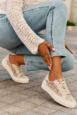 Trampki Damskie Niskie></noscript>Lee Cooper Niskie Trampki Damskie Panterka LCW-25-02-3330L Beżowe