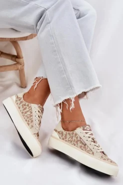 Trampki Damskie Niskie></noscript>Lee Cooper Niskie Trampki Damskie Panterka LCW-25-02-3330L Beżowe