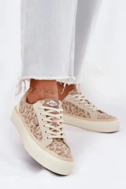 Trampki Damskie Niskie></noscript>Lee Cooper Niskie Trampki Damskie Panterka LCW-25-02-3330L Beżowe