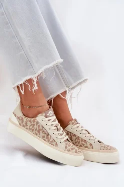 Trampki Damskie Niskie></noscript>Lee Cooper Niskie Trampki Damskie Panterka LCW-25-02-3330L Beżowe