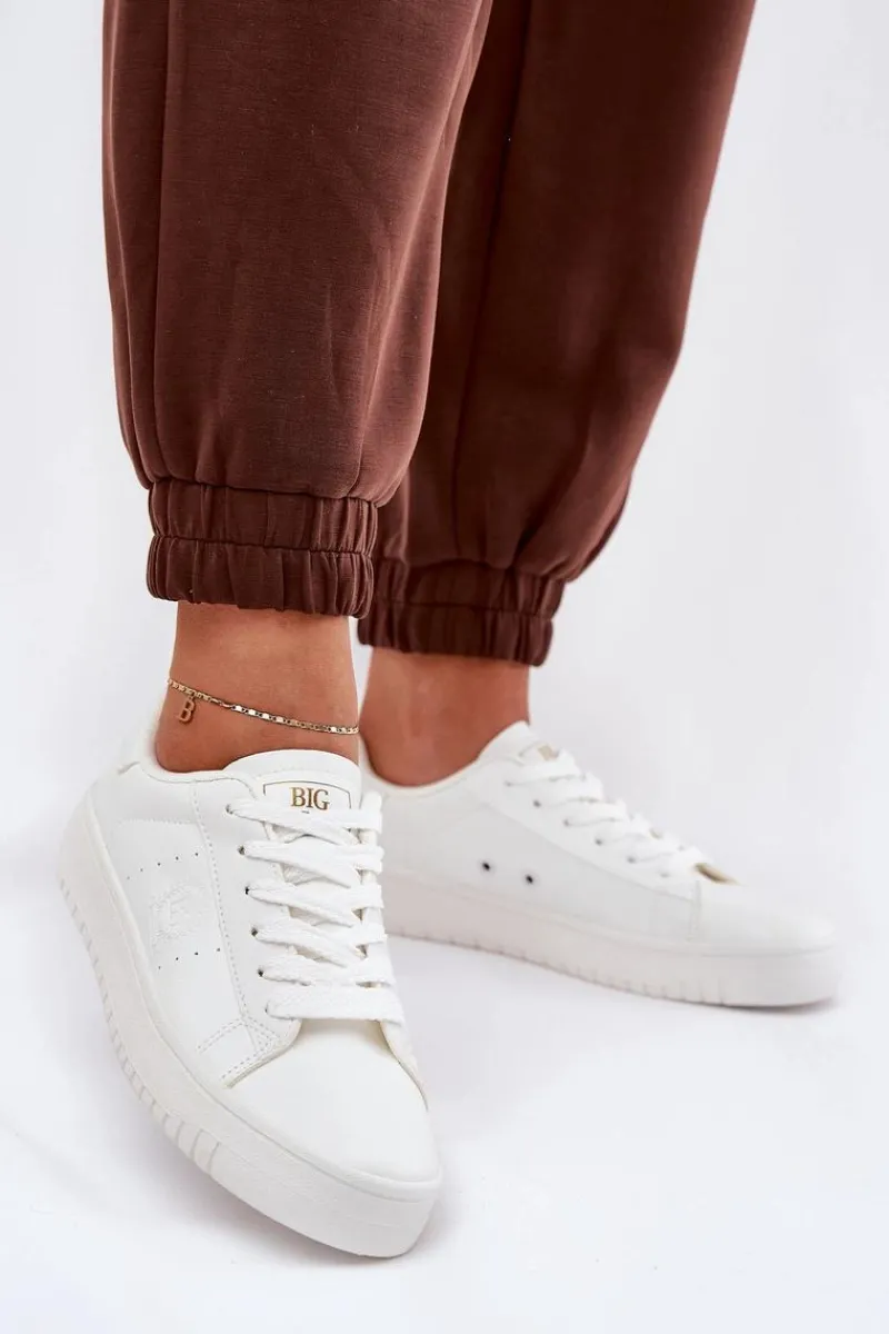 Best Big Star Shoes Niskie Trampki Damskie Z Eko Skóry Big Star NN274577 Białe Biały