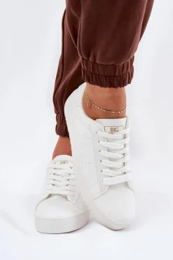 Best Big Star Shoes Niskie Trampki Damskie Z Eko Skóry Big Star NN274577 Białe Biały