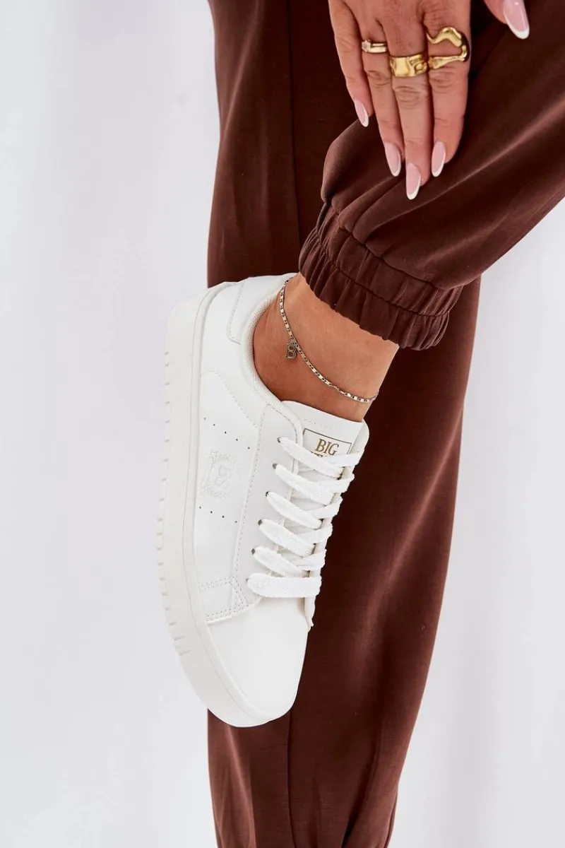 Best Big Star Shoes Niskie Trampki Damskie Z Eko Skóry Big Star NN274577 Białe Biały