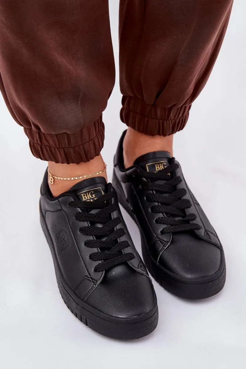 New Niskie Trampki Damskie Z Eko Skóry Big Star NN274576 Czarne Damskie Trampki Damskie Big Star|Trampki Damskie Niskie