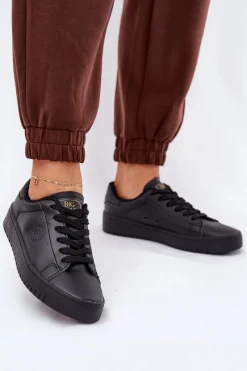 New Niskie Trampki Damskie Z Eko Skóry Big Star NN274576 Czarne Damskie Trampki Damskie Big Star|Trampki Damskie Niskie