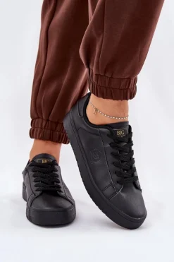 New Niskie Trampki Damskie Z Eko Skóry Big Star NN274576 Czarne Damskie Trampki Damskie Big Star|Trampki Damskie Niskie