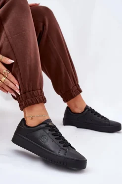 New Niskie Trampki Damskie Z Eko Skóry Big Star NN274576 Czarne Damskie Trampki Damskie Big Star|Trampki Damskie Niskie