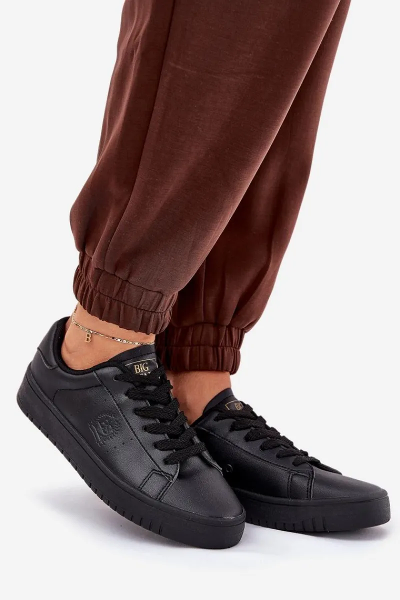 New Niskie Trampki Damskie Z Eko Skóry Big Star NN274576 Czarne Damskie Trampki Damskie Big Star|Trampki Damskie Niskie