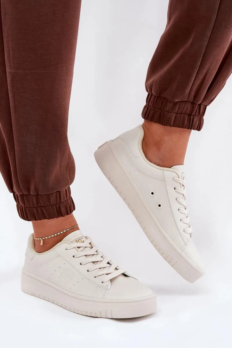 Trampki Damskie Big Star|Trampki Damskie Niskie>Big Star Shoes Niskie Trampki Damskie Z Eko Skóry Big Star NN274578 Beżowe Beżowy