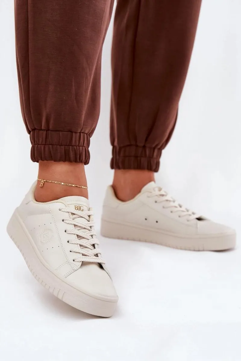 Trampki Damskie Big Star|Trampki Damskie Niskie>Big Star Shoes Niskie Trampki Damskie Z Eko Skóry Big Star NN274578 Beżowe Beżowy