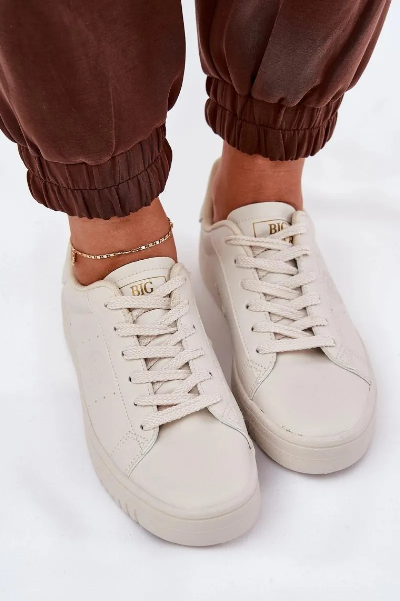 Trampki Damskie Big Star|Trampki Damskie Niskie>Big Star Shoes Niskie Trampki Damskie Z Eko Skóry Big Star NN274578 Beżowe Beżowy