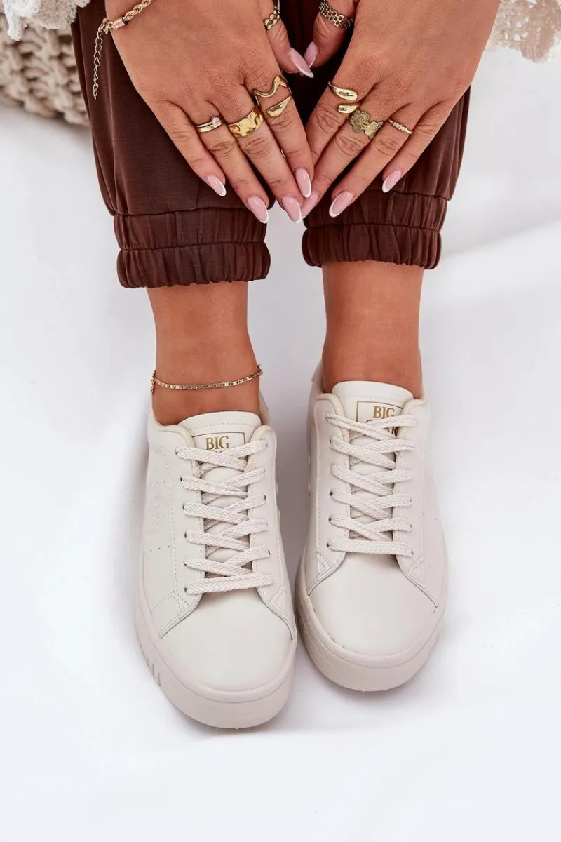 Trampki Damskie Big Star|Trampki Damskie Niskie>Big Star Shoes Niskie Trampki Damskie Z Eko Skóry Big Star NN274578 Beżowe Beżowy