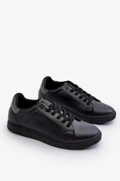 New Niskie Trampki Męskie Eko Skóra Big Star NN174284 Czarne Męskie Trampki Męskie Big Star|Trampki Niskie