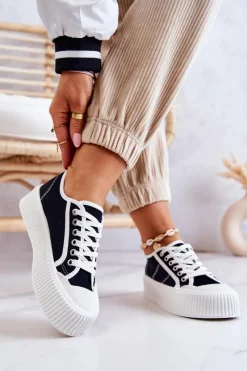 Clearance Boto Niskie Trampki Na Platformie Czarne Mischa