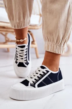 Clearance Boto Niskie Trampki Na Platformie Czarne Mischa